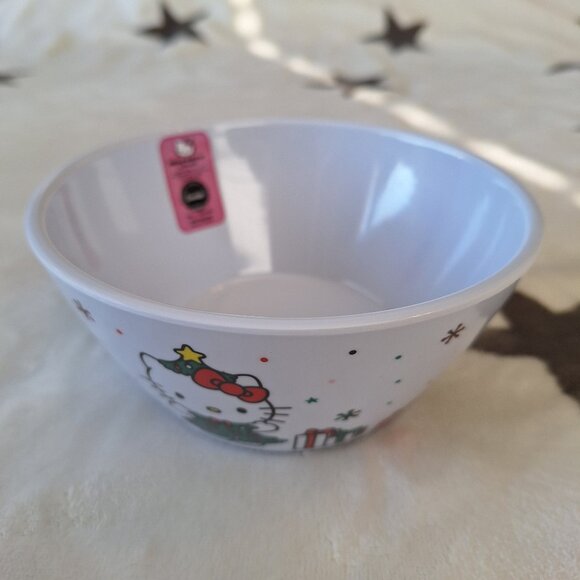Sanrio Hello Kitty White‎ Christmas Holiday Decorated Bowl Melamine Soup Ramen - Picture 2 of 4